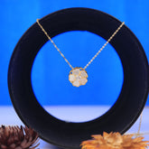 Gold Plated Rotating Clover Flower Stud Mother of Pearl Pendant With Chain
